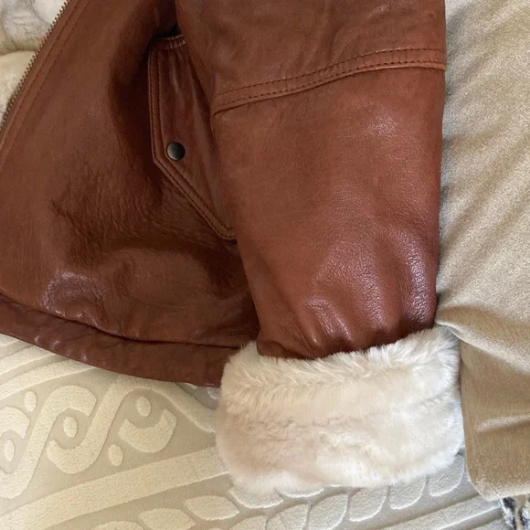 Marvin Richards Leather Hooded Jacket Coat Warm Faux Fur Lining Size M - Picture 6 of 9